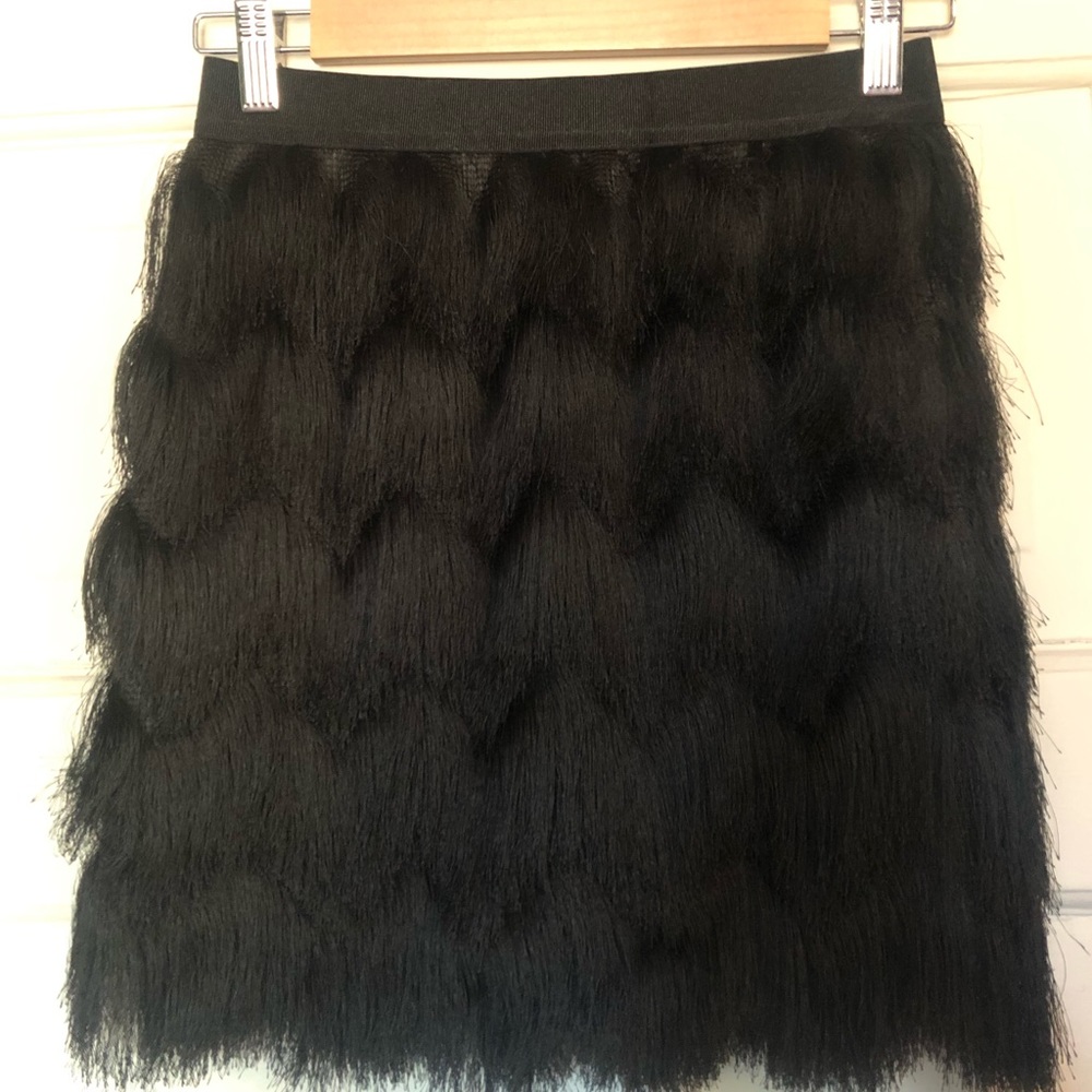 LEITH Black Fringe Skirt, Size Xsmall